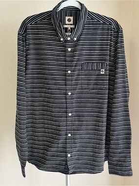 Pretty Green Striped Button Front Long Sleeve Shirt Size XL